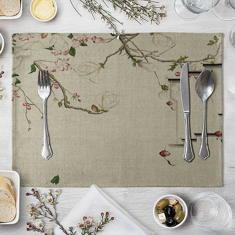 HKM-727827 Plum Blossom Cloth Table Mat for Dining Room and Home Decor