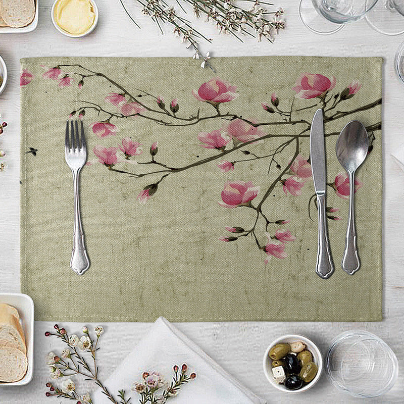 HKM-727827 Plum Blossom Cloth Table Mat for Dining Room and Home Decor