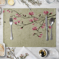 HKM-727827 Plum Blossom Cloth Table Mat for Dining Room and Home Decor