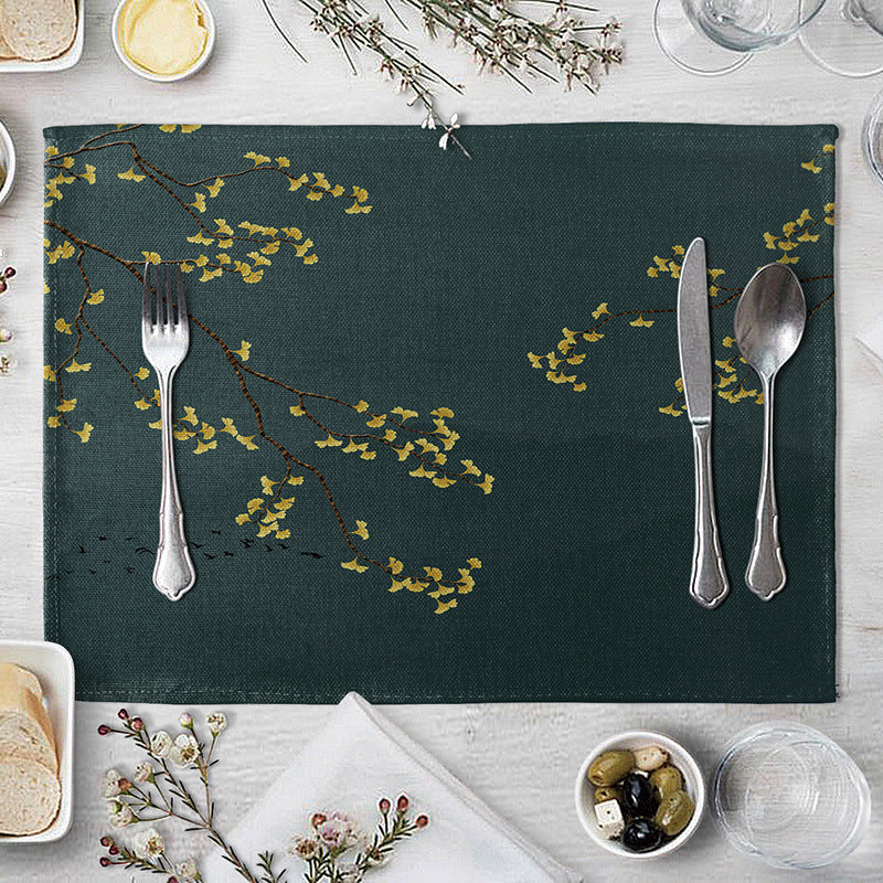 HKM-727827 Plum Blossom Cloth Table Mat for Dining Room and Home Decor