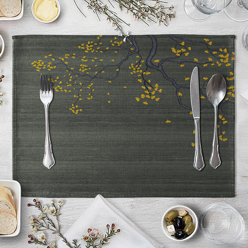 HKM-727827 Plum Blossom Cloth Table Mat for Dining Room and Home Decor