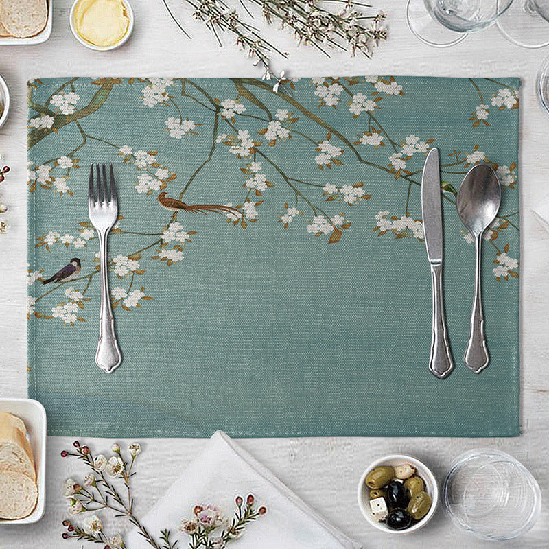HKM-727827 Plum Blossom Cloth Table Mat for Dining Room and Home Decor