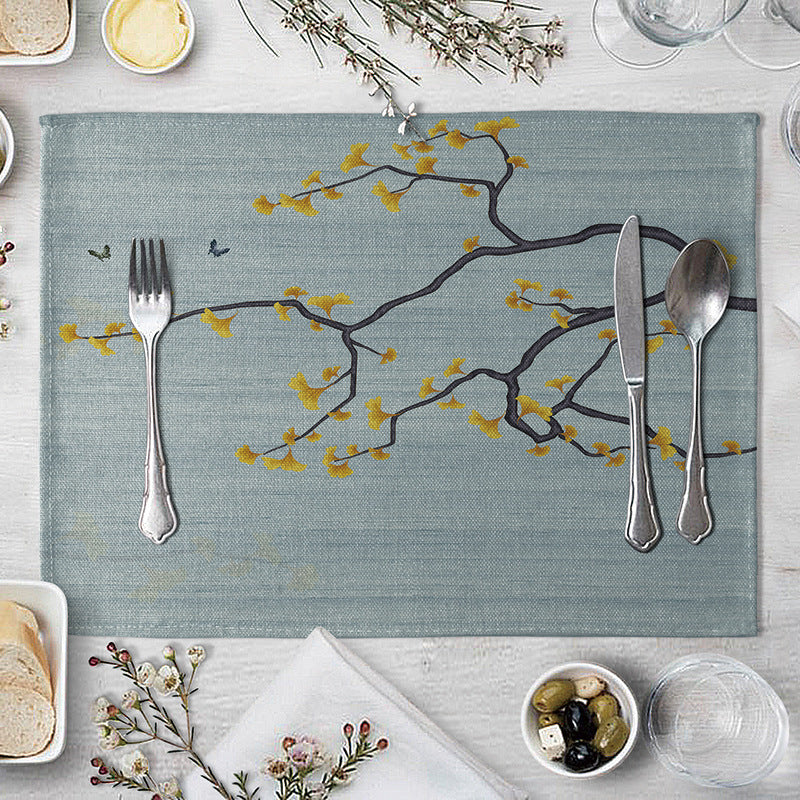 HKM-727827 Plum Blossom Cloth Table Mat for Dining Room and Home Decor