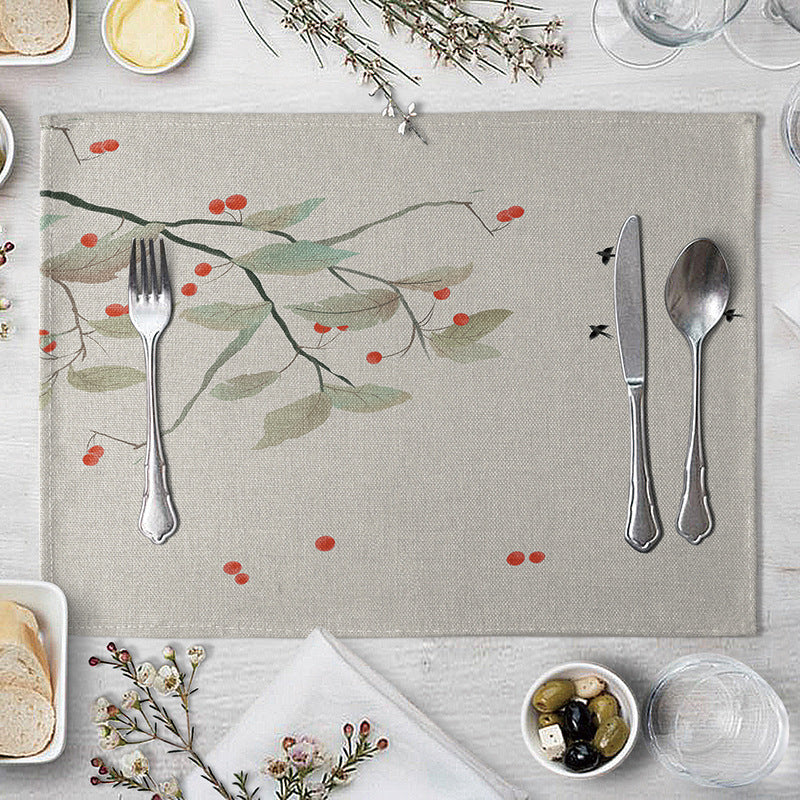 HKM-727827 Plum Blossom Cloth Table Mat for Dining Room and Home Decor