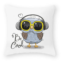 HKM-727891 Cute Owl Peach Skin Pillowcase - Soft PP Cotton Filling, 45x45cm