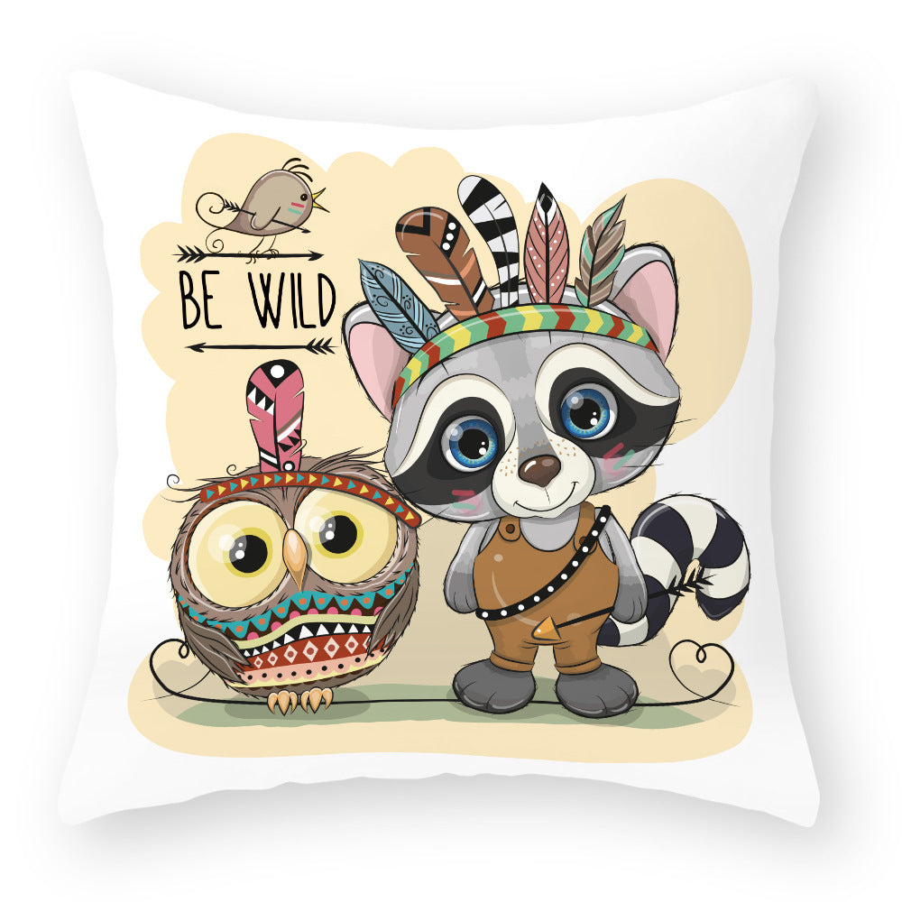 HKM-727891 Cute Owl Peach Skin Pillowcase - Soft PP Cotton Filling, 45x45cm