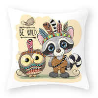 HKM-727891 Cute Owl Peach Skin Pillowcase - Soft PP Cotton Filling, 45x45cm