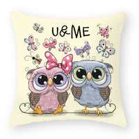 HKM-727891 Cute Owl Peach Skin Pillowcase - Soft PP Cotton Filling, 45x45cm