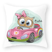 HKM-727891 Cute Owl Peach Skin Pillowcase - Soft PP Cotton Filling, 45x45cm