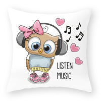 HKM-727891 Cute Owl Peach Skin Pillowcase - Soft PP Cotton Filling, 45x45cm