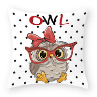 HKM-727891 Cute Owl Peach Skin Pillowcase - Soft PP Cotton Filling, 45x45cm