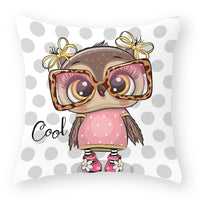 HKM-727891 Cute Owl Peach Skin Pillowcase - Soft PP Cotton Filling, 45x45cm