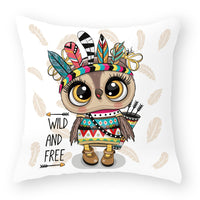 HKM-727891 Cute Owl Peach Skin Pillowcase - Soft PP Cotton Filling, 45x45cm