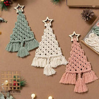HKM-727891 Handwoven Christmas Tree Macrame Kit with Cotton Rope - 9x5.5cm