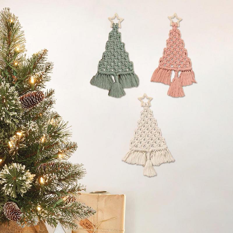 HKM-727891 Handwoven Christmas Tree Macrame Kit with Cotton Rope - 9x5.5cm