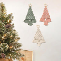 HKM-727891 Handwoven Christmas Tree Macrame Kit with Cotton Rope - 9x5.5cm
