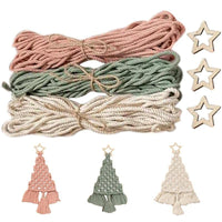 HKM-727891 Handwoven Christmas Tree Macrame Kit with Cotton Rope - 9x5.5cm