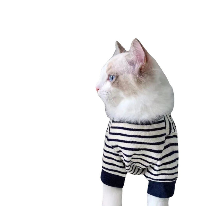 HKM-728019 Cozy Winter Stripe Vest for Small Pets - Cotton Sweater for Kittens and Puppies