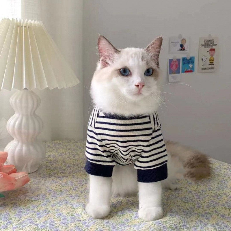 HKM-728019 Cozy Winter Stripe Vest for Small Pets - Cotton Sweater for Kittens and Puppies