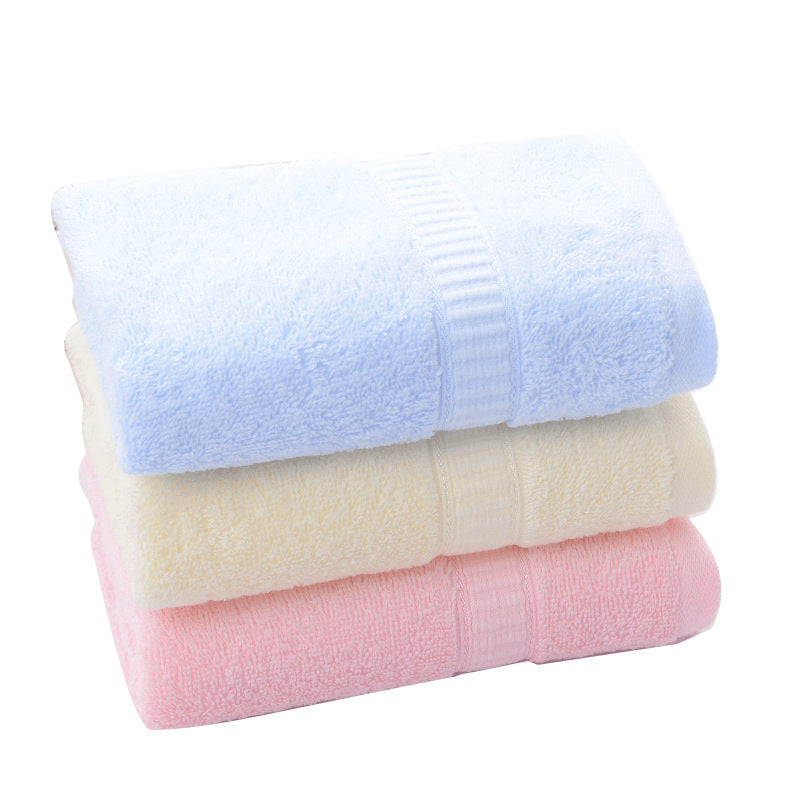 HKM-728019 Pure Cotton Towel in Blue, Pink, and Light Yellow - Soft and Absorbent