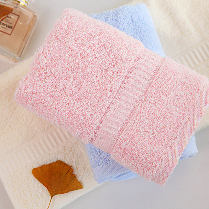 HKM-728019 Pure Cotton Towel in Blue, Pink, and Light Yellow - Soft and Absorbent