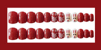 HKM-728211 Artificial Snowflake Elk Cartoon Design Fake Nails - Set of 24 for Festive Manicure