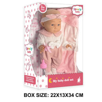HKM-728275 12 Inch Realistic Newborn Baby Doll Set with Bottle and Comfort Blanket for Kids