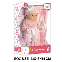 HKM-728275 12 Inch Realistic Newborn Baby Doll Set with Bottle and Comfort Blanket for Kids