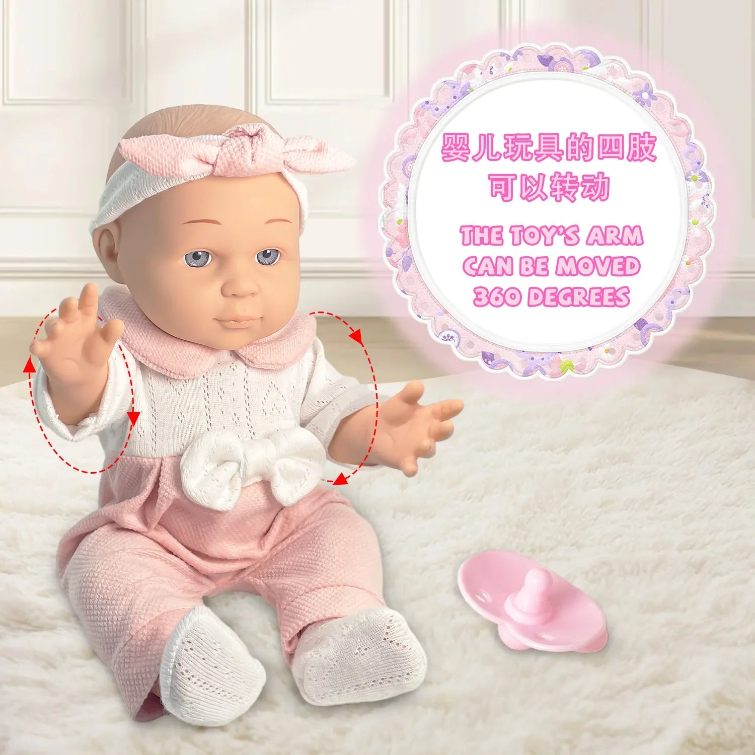 HKM-728275 12 Inch Realistic Newborn Baby Doll Set with Bottle and Comfort Blanket for Kids