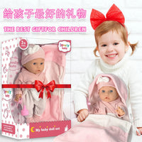 HKM-728275 12 Inch Realistic Newborn Baby Doll Set with Bottle and Comfort Blanket for Kids