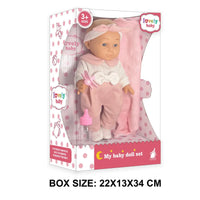 HKM-728275 12 Inch Realistic Newborn Baby Doll Set with Bottle and Comfort Blanket for Kids