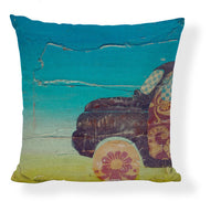 HKM-728275 Mediterranean Style Cartoon Car Oil Painting Ship Pillowcase Cover 45x45cm
