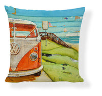 HKM-728275 Mediterranean Style Cartoon Car Oil Painting Ship Pillowcase Cover 45x45cm