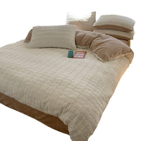 HKM-728595 Rabbit Plush Four-Piece Bedding Set with Thickened Milk Fiber Sheets and Coral Fleece Duvet Cover