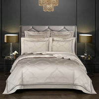 HKM-728915 Jacquard Pure Cotton Solid Color Bedding Set - Four-piece & Six-piece Options Available, Modern European Style