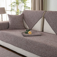HKM-728915 Solid Color Cotton Linen Woven Non-Slip Sofa Mat - Multiple Color Options