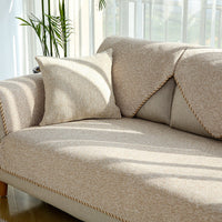 HKM-728915 Solid Color Cotton Linen Woven Non-Slip Sofa Mat - Multiple Color Options
