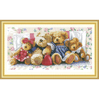 HKM-729427 Bear Cross Stitch Kit with Eco-Friendly Materials - Includes Canvas, Thread, Needle, and Pattern Guide
