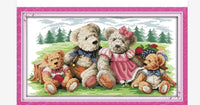 HKM-729427 Bear Cross Stitch Kit with Eco-Friendly Materials - Includes Canvas, Thread, Needle, and Pattern Guide