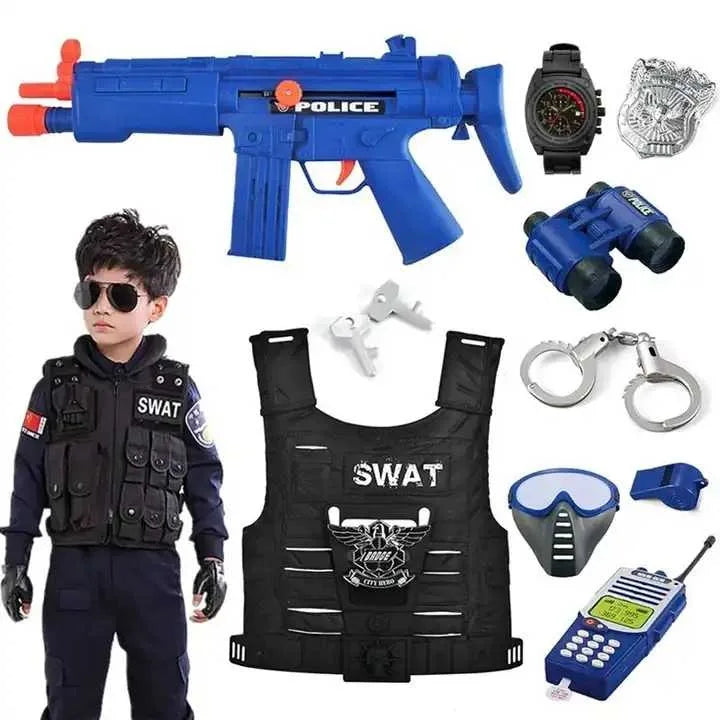 HKM-729427 Police Officer Costume Play Set for Kids - Role Playing Game Set with Accessories
