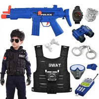 HKM-729427 Police Officer Costume Play Set for Kids - Role Playing Game Set with Accessories