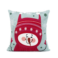 HKM-729555 Christmas Embroidery Pillow Case - 45x45cm Cotton Covers in Mixed Color Designs