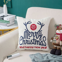 HKM-729555 Christmas Embroidery Pillow Case - 45x45cm Cotton Covers in Mixed Color Designs