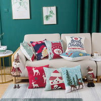 HKM-729555 Christmas Embroidery Pillow Case - 45x45cm Cotton Covers in Mixed Color Designs