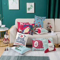HKM-729555 Christmas Embroidery Pillow Case - 45x45cm Cotton Covers in Mixed Color Designs