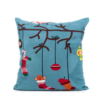HKM-729555 Christmas Embroidery Pillow Case - 45x45cm Cotton Covers in Mixed Color Designs