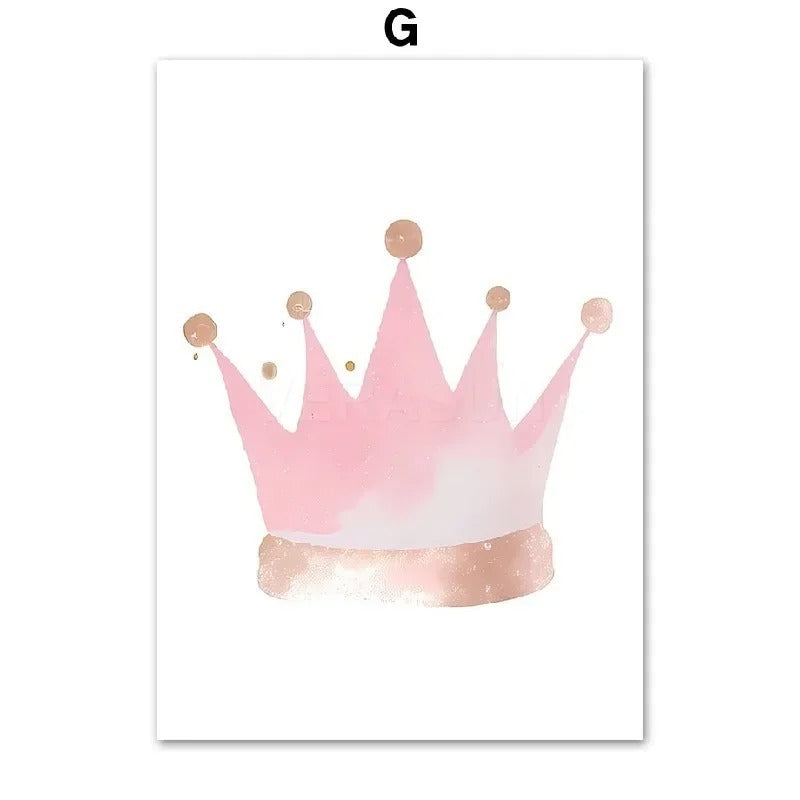 HKM-729683 Rainbow Castle Crown Canvas Art - Decorative Wall Painting Featuring Animals, Landscapes, and Abstract Designs (30x40cm, 40x50cm)
