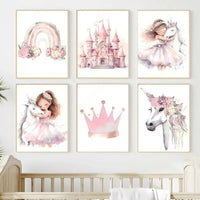 HKM-729683 Rainbow Castle Crown Canvas Art - Decorative Wall Painting Featuring Animals, Landscapes, and Abstract Designs (30x40cm, 40x50cm)