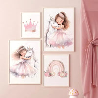 HKM-729683 Rainbow Castle Crown Canvas Art - Decorative Wall Painting Featuring Animals, Landscapes, and Abstract Designs (30x40cm, 40x50cm)