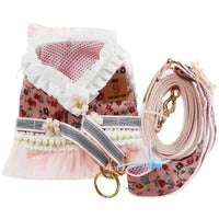 HKM-729939 Reflective Floral Pet Harness with Leash for Dogs and Cats - Multiple Sizes Available